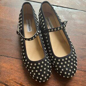 NWT Steve Madden Vinetta-R Rhinestone Mary Jane Flats Black Size 9.5 never worn
